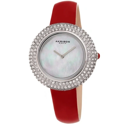 Akribos Xxiv Quartz Crystal White Dial Ladies Watch Ak1049rd In Red
