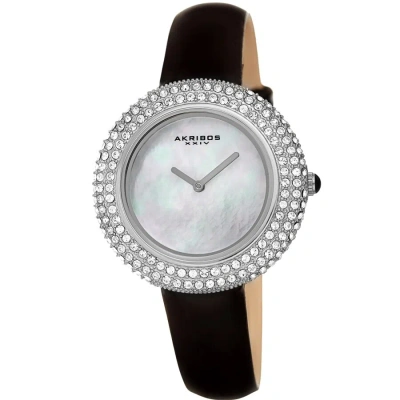 Akribos Xxiv Quartz Crystal White Dial Ladies Watch Ak1049ssb In Black