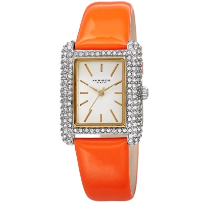 Akribos Xxiv Quartz Crystal White Dial Ladies Watch Ak1068or In Orange