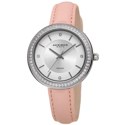 Akribos Xxiv Quartz Diamond Crystal White Dial Ladies Watch Ak1067pk In Pink