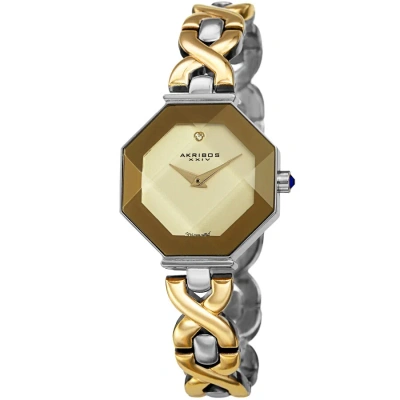 Akribos Xxiv Quartz Diamond Gold Dial Ladies Watch Ak1086ttg In Neutral