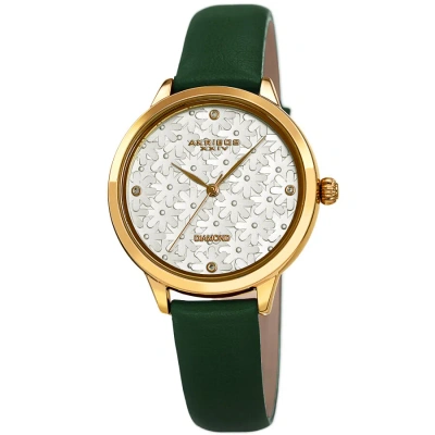 Akribos Xxiv Quartz Diamond Silver Dial Ladies Watch Ak1051gn In Green