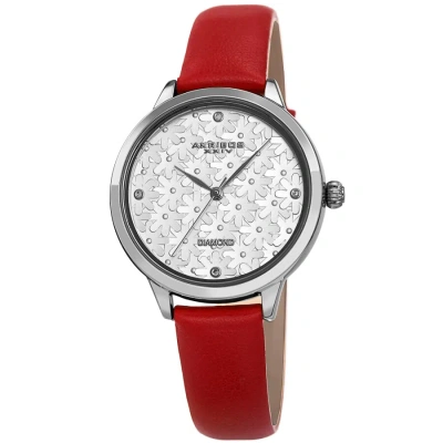 Akribos Xxiv Quartz Diamond Silver Dial Ladies Watch Ak1051rd In Red