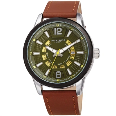 Akribos Xxiv Quartz Green Dial Men's Watch Ak1079gnbr In Brown