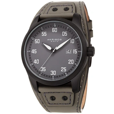 Akribos Xxiv Quartz Grey Dial Men's Watch Ak1024gn In Black