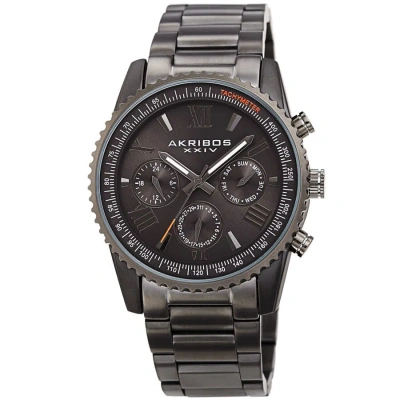 Akribos Xxiv Quartz Grey Dial Men's Watch Ak1099gn In Black