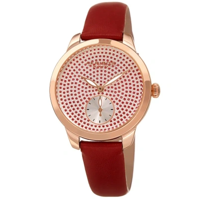 Akribos Xxiv Quartz Red Crystal-set Dial Ladies Watch Ak1089rd In Metallic