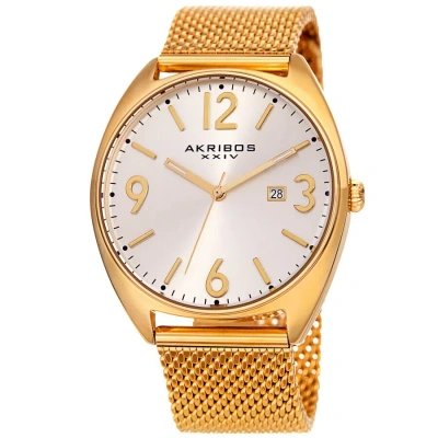 Akribos Xxiv Quartz Silver Dial Men's Watch Ak1026yg In Gold