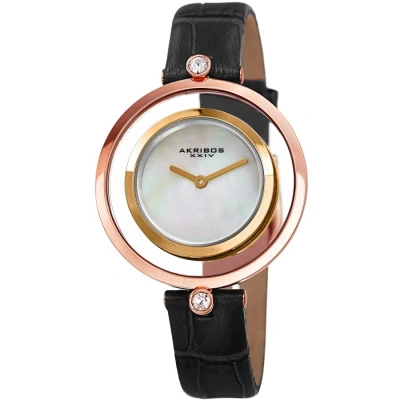 Akribos Xxiv Quartz White Dial Ladies Watch Ak1060bk In Two Tone  / Black / Gold Tone / Rose / Rose Gold Tone / White