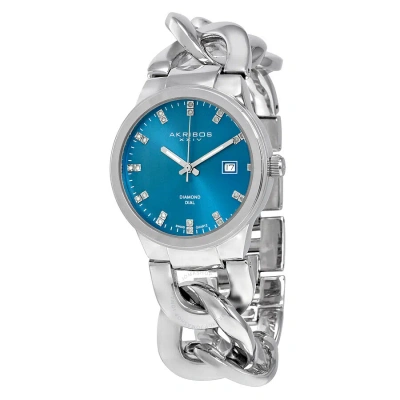 Akribos Xxiv Silver-tone Base Metal Ladies Watch Ak759sstq In Blue