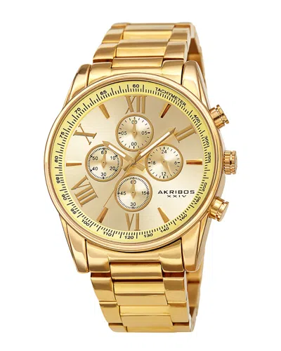 Akribos Xxiv Unisex Stainless Steel Watch In Gold
