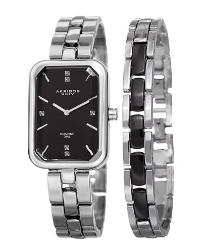 Akribos Xxiv Women's Alloy Diamond Watch In White