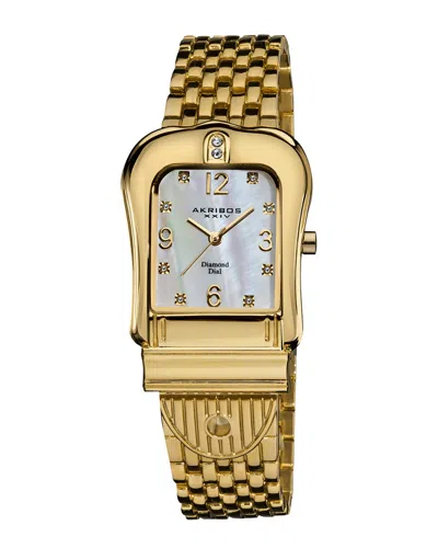 Akribos Xxiv Women's Base Metal Diamond Watch In Gold
