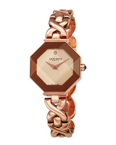 Akribos Xxiv Women's Brass Diamond Watch