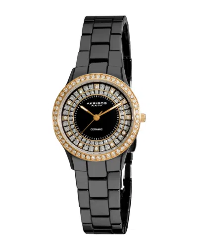 Akribos Xxiv Women's Ceramic Watch In Black