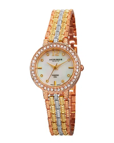 Akribos Xxiv Women's Diamond Watch In Gold