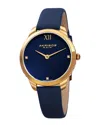 Akribos Xxiv Women's Leather & Silk Diamond Watch