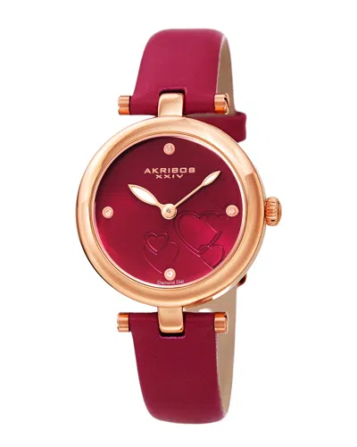 AKRIBOS XXIV AKRIBOS XXIV WOMEN'S LEATHER DIAMOND WATCH