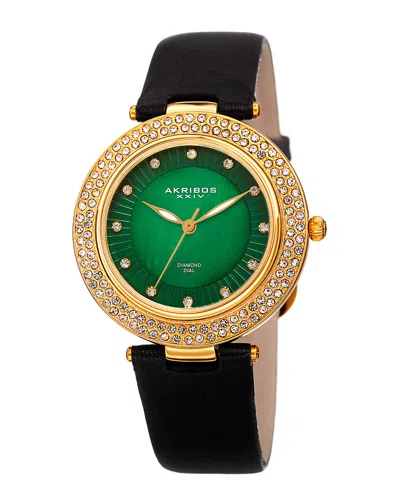AKRIBOS XXIV AKRIBOS XXIV WOMEN'S LEATHER DIAMOND WATCH
