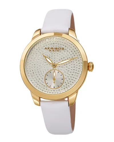 Akribos Xxiv Women's Leather Watch In White