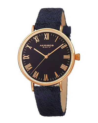 Akribos Xxiv Women's Leather Watch In Blue