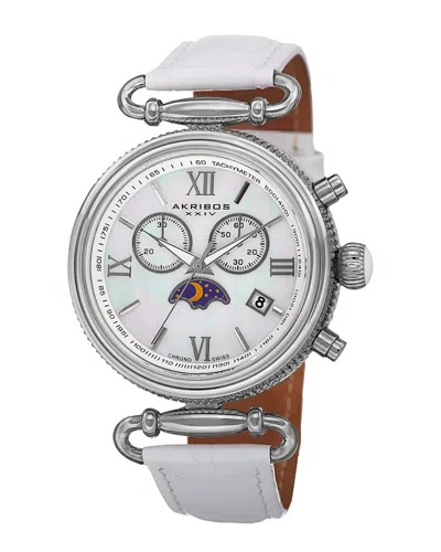 Akribos Xxiv Women's Leather Watch In White