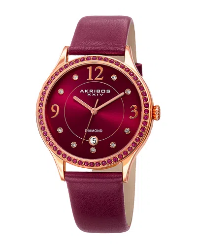 Akribos Xxiv Women's Leather Watch In Purple