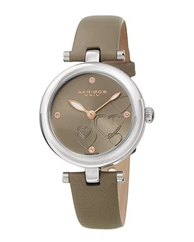 Akribos Xxiv Women's Leather Watch In Green