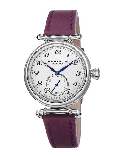 Akribos Xxiv Women's Leather Watch In Purple