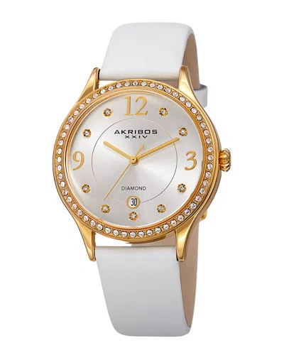 Akribos Xxiv Women's Leather Watch In Gold
