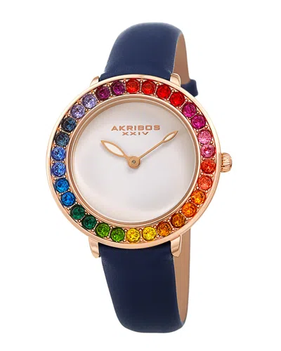 Akribos Xxiv Women's Leather Watch In Blue