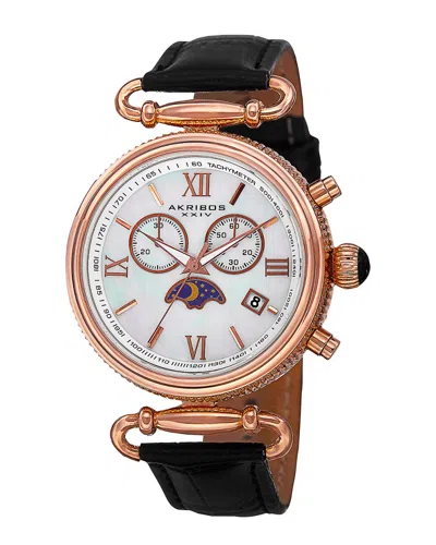 Akribos Xxiv Women's Leather Watch In Black