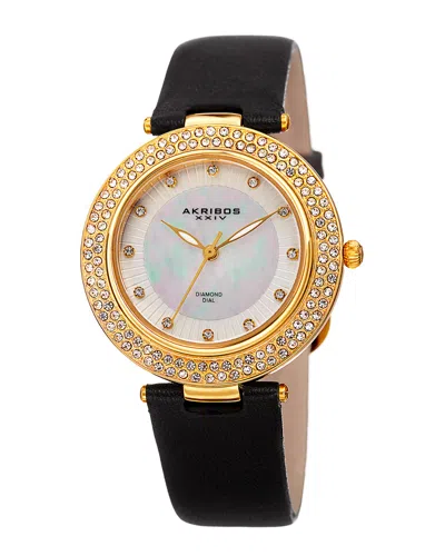 Akribos Xxiv Women's Leather Watch In Blue