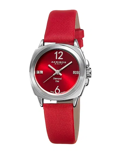 Akribos Xxiv Women's Satin Diamond Watch In Multicolor