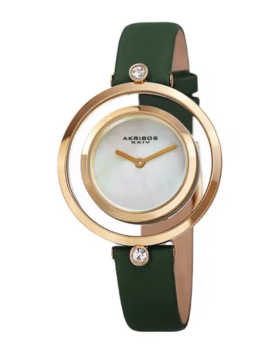 Akribos Xxiv Women's Satin Over Leather Watch