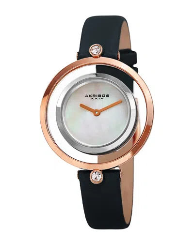 Akribos Xxiv Women's Satin Over Leather Watch