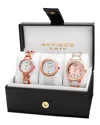 Akribos Xxiv Women's Set Of 3 Diamond Watches