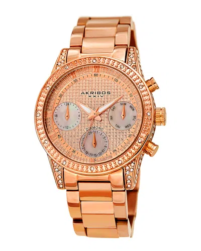 Akribos Xxiv Women's Stainless Steel Diamond Accent Watch