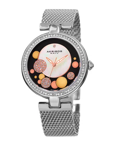 Akribos Xxiv Women's Stainless Steel Diamond Watch