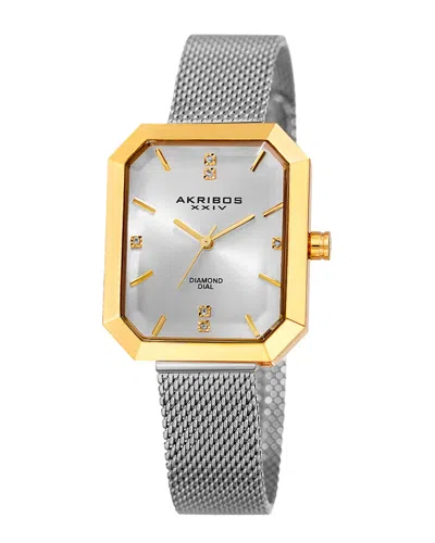 Akribos Xxiv Women's Stainless Steel Diamond Watch