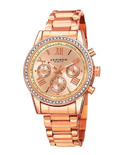 Akribos Xxiv Women's Stainless Steel Watch In Brown