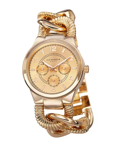 Akribos Xxiv Women's Stainless Steel Watch In Gold