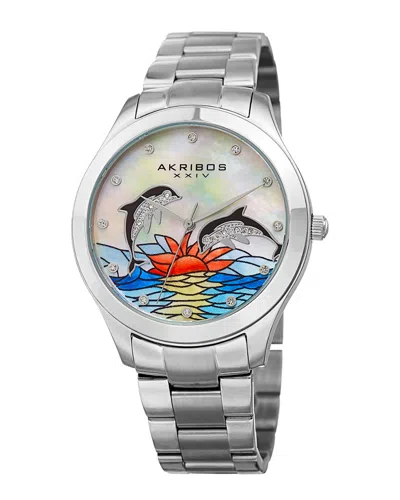 Akribos Xxiv Women's Stainless Steel Watch In White