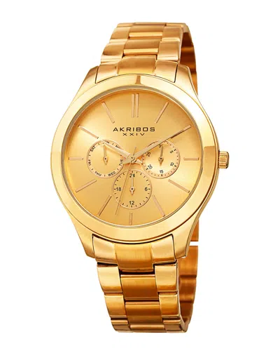 Akribos Xxiv Women's Stainless Steel Watch In Gold