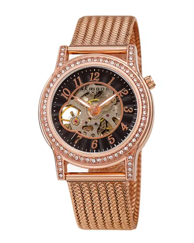 Akribos Xxiv Women's Stainless Steel Watch In Gold