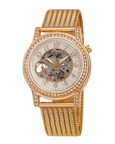Akribos Xxiv Women's Stainless Steel Watch In Gold
