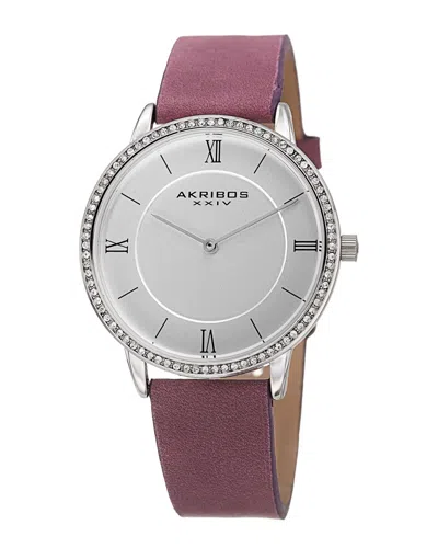 AKRIBOS XXIV AKRIBOS XXIV WOMEN'S SWAROVSKI LEATHER WATCH