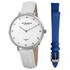 Akribos Xxiv Womens Diamond Watch & Leather Strap Set In White