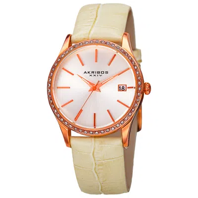 Akribos Xxiv Women's Genuine Leather Watch In Neutral
