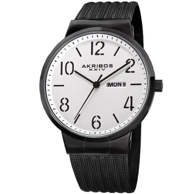 Akribos Xxiv Womens Casual Quartz Silver Dial Men's Watch P50181 In Black